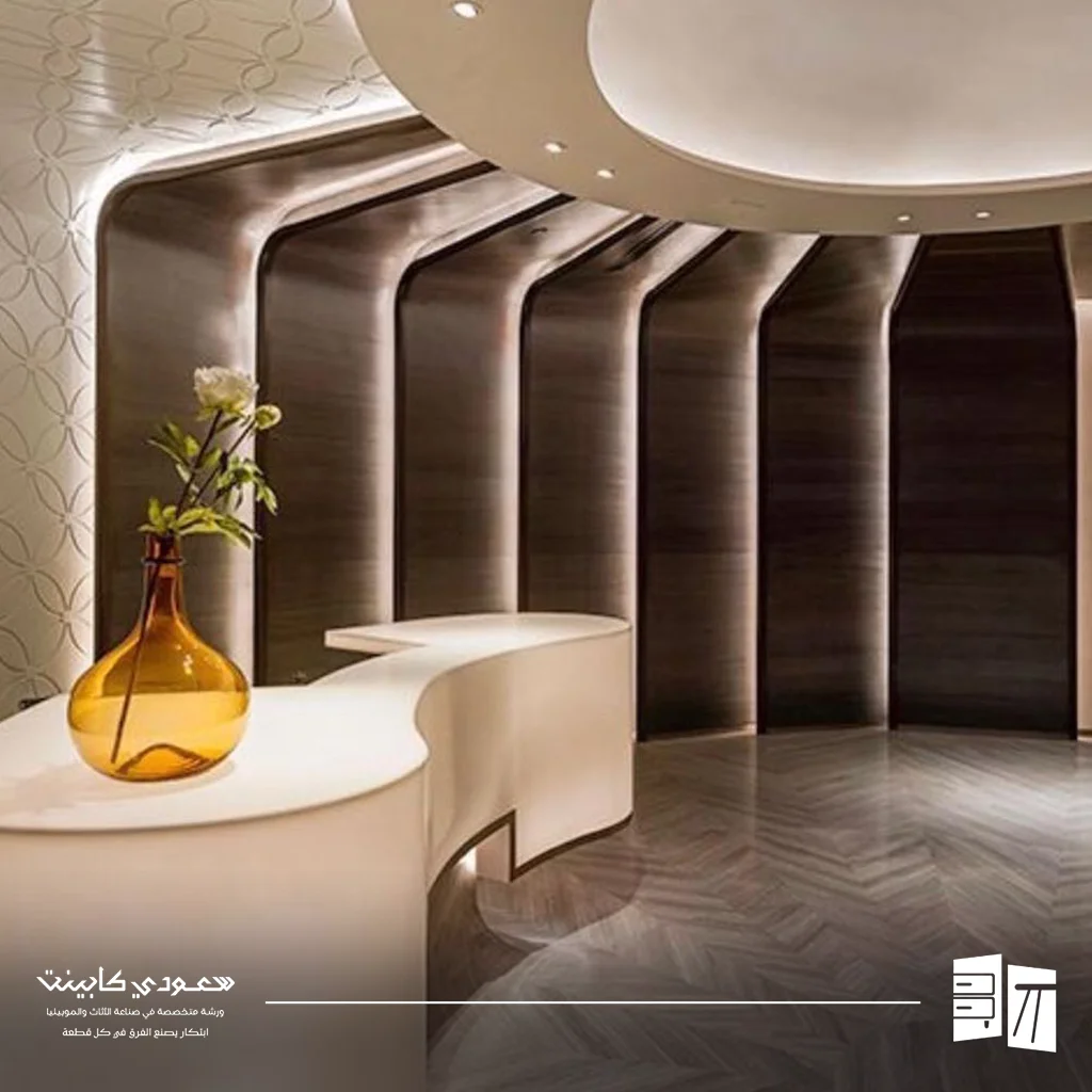 ديكور استقبال رسيبشن من أعمالنا في الرياض