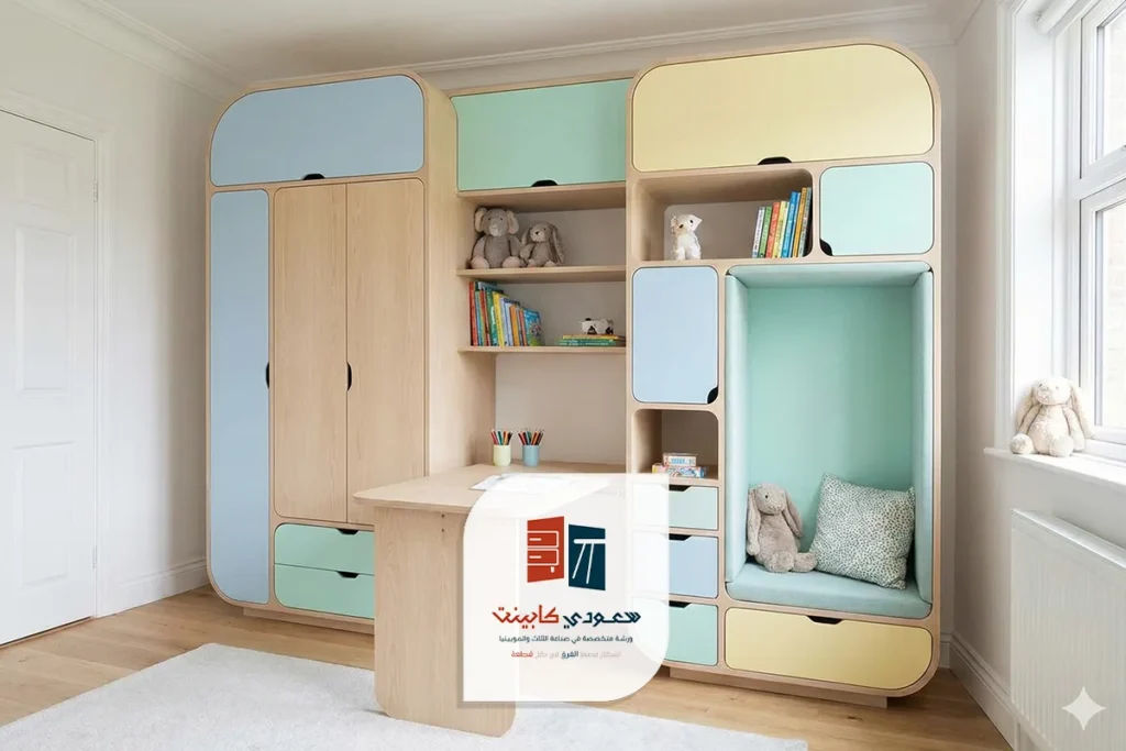 دولاب ملابس صغير ومدمج مع طاولة دراسة